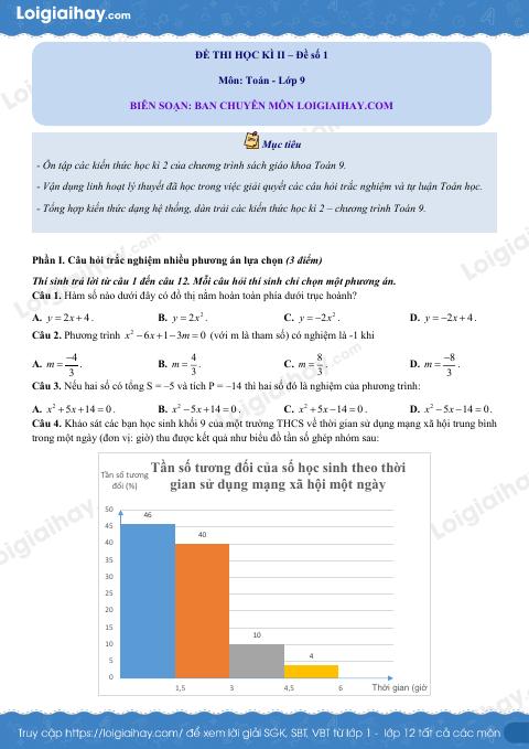 Đề thi học kì 2 Toán 9 - Đề số 1